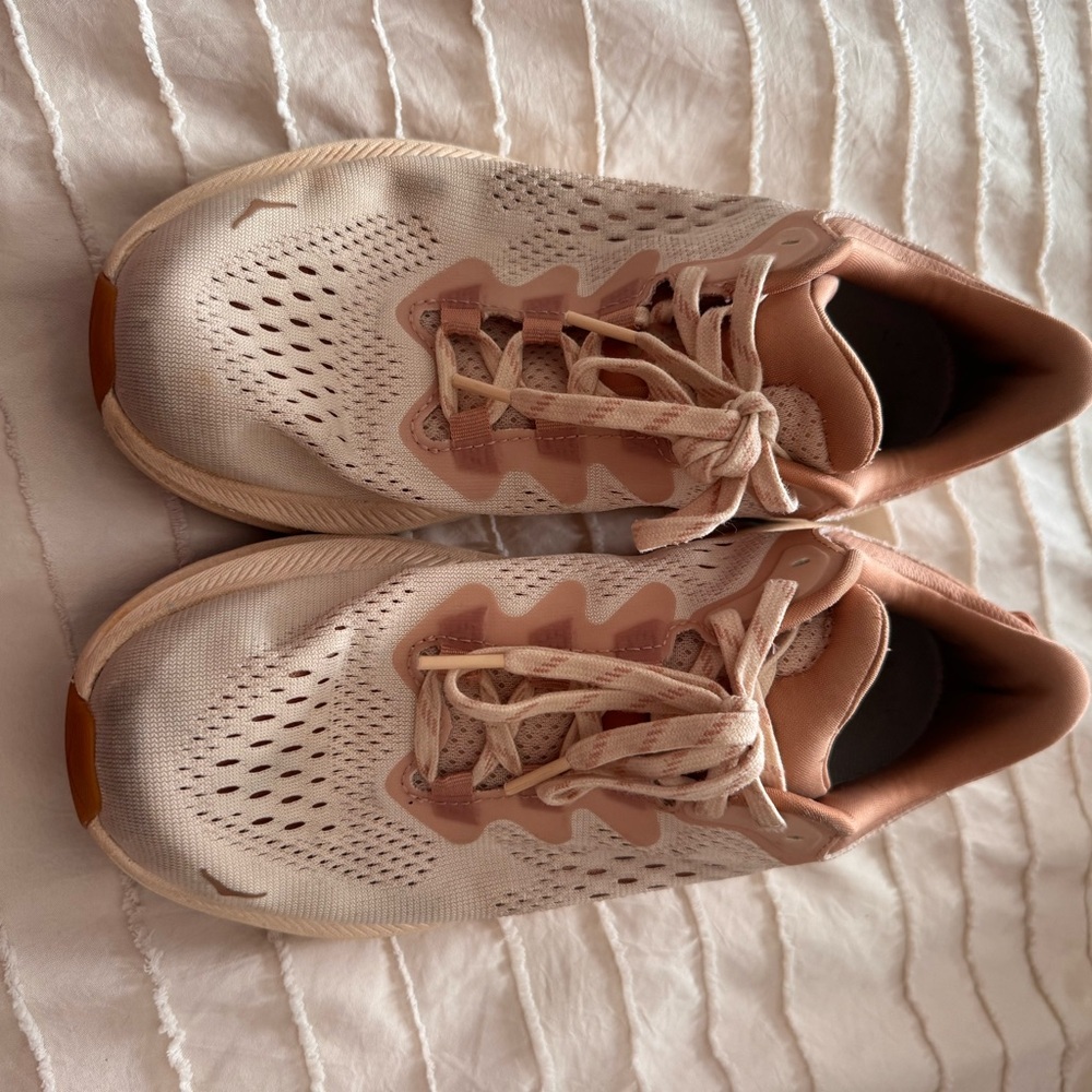 Hoka Women's Sneakers in Cream and Pink